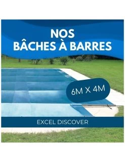 Bâche à Barres De Sécurité Excel Discover 580 G/m² Pour Piscine 6m X 4m -AquaSpa Outlet Piscine Tienda bache a barres de securite excel discover 580 gm pour piscine 6m x 4m 2